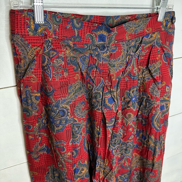 Vintage Worthington Tall Paisley Red Rayon Skirt Made in USA Women's - Size 14T - Picture 2 of 6